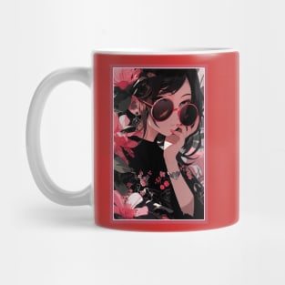 Aesthetic Anime Girl Pink Rosa Black | Quality Aesthetic Anime Design | Premium Chibi Manga Anime Art Mug